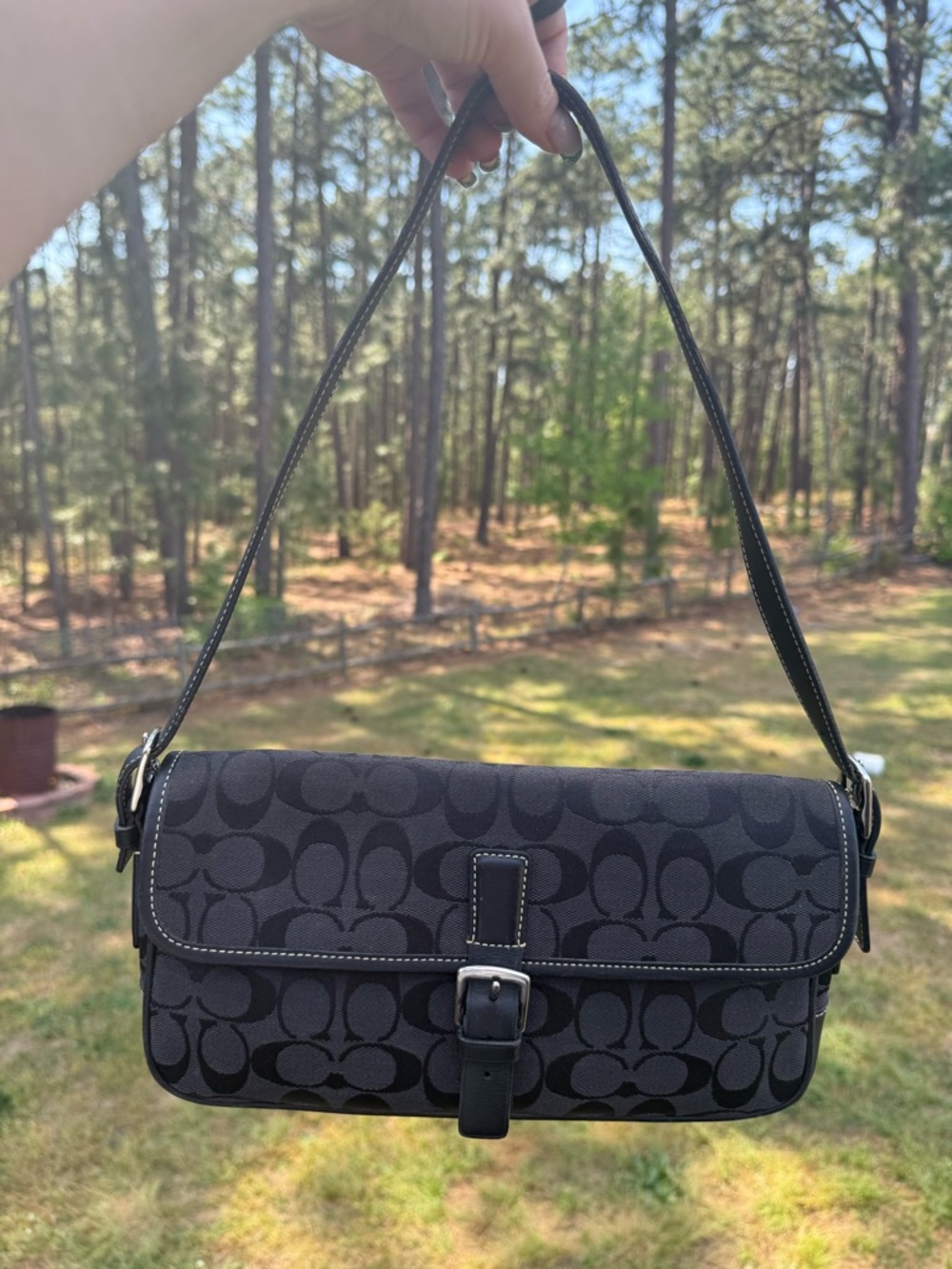 Coach Black Signature Canvas Shoulder Bag